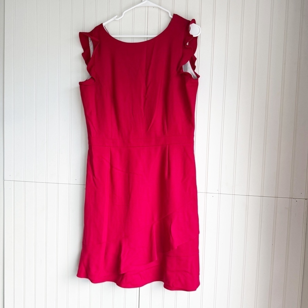 Brooks Brothers Red Fleece Size 14 Wool Blend Red Ruffle hem A Line Dress NEW!
